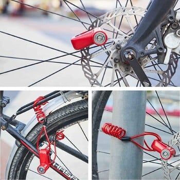 Universal Disc Brake Lock Bike Anti-Theft Disc Lock Mountain Road MTB Cycling Rotor Δισκόφρενο Κλείδωμα τροχού με καλώδιο υπενθύμισης