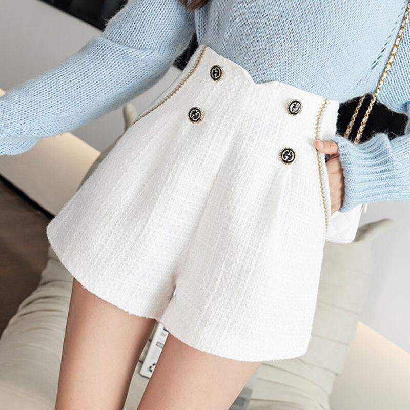 Temperament Toamna Pulovere noi, noi, fermoar solid, buzunar la două piept, modă coreeană, pantaloni scurți largi, cu talie înaltă