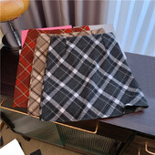 Fusta în carouri din tweed, în formă de A, ocazional, cu fermoar, cu talie înaltă, mini-fustă, stil preppy, fuste bodycon, pentru femei, toamnă, iarnă, costum, fustă Y2K