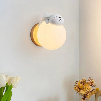 LED Μοντέρνο Επιτοίχιο Φωτιστικό Ρητίνης Moon Rabbit Astronaut Lights Για Υπνοδωμάτιο Παιδικό Δωμάτιο Μελέτη Νηπιαγωγείο Εσωτερικός Διακοσμητικός Φωτισμός