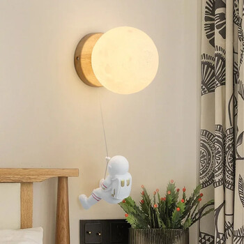 LED Μοντέρνο Επιτοίχιο Φωτιστικό Ρητίνης Moon Rabbit Astronaut Lights Για Υπνοδωμάτιο Παιδικό Δωμάτιο Μελέτη Νηπιαγωγείο Εσωτερικός Διακοσμητικός Φωτισμός