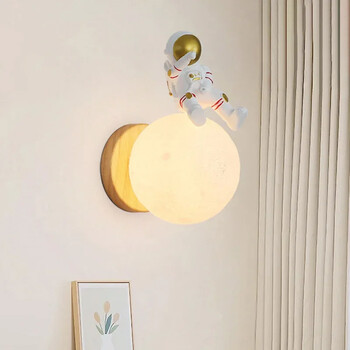 LED Μοντέρνο Επιτοίχιο Φωτιστικό Ρητίνης Moon Rabbit Astronaut Lights Για Υπνοδωμάτιο Παιδικό Δωμάτιο Μελέτη Νηπιαγωγείο Εσωτερικός Διακοσμητικός Φωτισμός