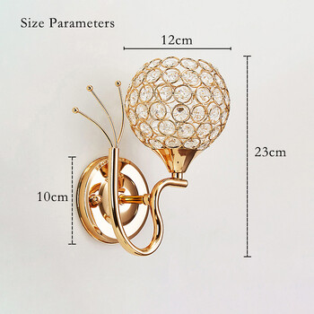 Луксозна кристална стенна лампа Nordic E27 Нощни лампи за коридор, коридор, балкон, стълбище, гардероб, спалня, домашно вътрешно осветление
