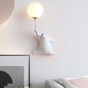 Δημιουργικά LED Teddy Bear Φωτιστικά τοίχου κινουμένων σχεδίων για παιδικό υπνοδωμάτιο στο κομοδίνο Φώτα απλίκας φόντου Διακόσμηση οικιακής συσκευής