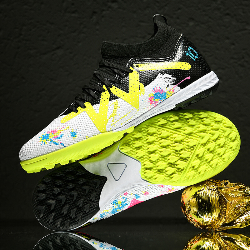 Pantofi de fotbal pentru bărbați Cizme de fotbal pentru antrenament TF înalte, antiderapante, pentru gazon, unisex, Futsal, rezistente la uzură, băieți, fete, în aer liber