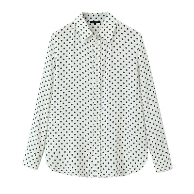 TRAF Ženska modna proljetna vintage bluza, košulja s dugim rukavima, točkastim preklopom, Chic ženska mini suknja visokog struka, dvodijelni set