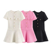 PB&ZA2024 Őszi új divatos, karcsúsított, egyszerű temperamentumú női, sokoldalú, magas derekú rövid ruha elegáns stílussal