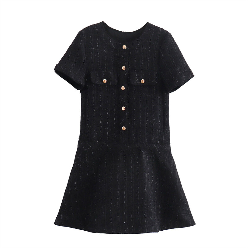 PB&ZA2024 Őszi új divatos, karcsúsított, egyszerű temperamentumú női, sokoldalú, magas derekú rövid ruha elegáns stílussal