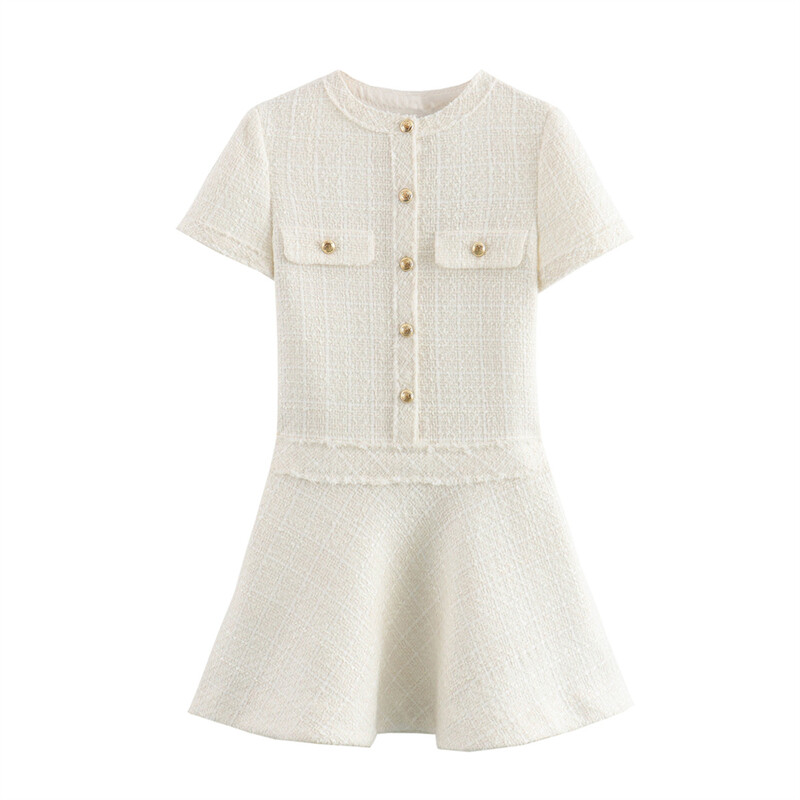 PB&ZA2024 Őszi új divatos, karcsúsított, egyszerű temperamentumú női, sokoldalú, magas derekú rövid ruha elegáns stílussal