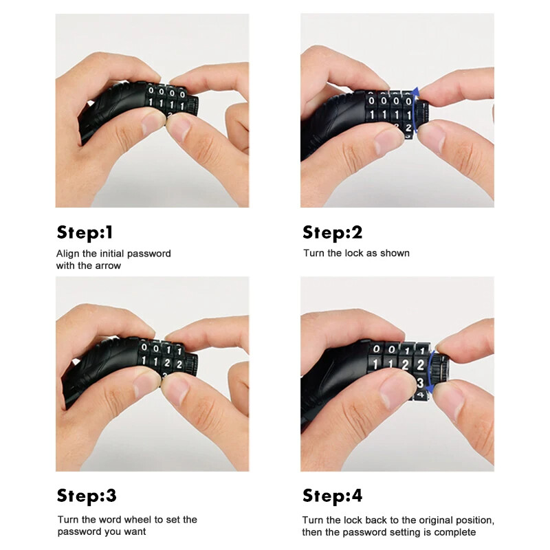 Αντικλεπτική κλειδαριά ποδηλάτου 4ψήφιος κωδικός πρόσβασης Ατσάλινη συρμάτινη κλειδαριά αλυσίδας μοτοσικλέτας Ηλεκτρικό σκούτερ Λουκέτο Ασφάλεια Φορητό MTB Universal