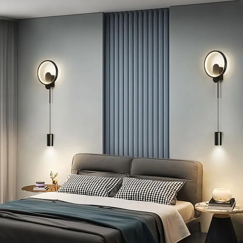 Modernus LED sieninės lempos dizainas Paprasti prabangūs šviestuvai koridoriui miegamojo svetainei Fono viešbučio vidaus namų dekoratyviniai šviestuvai
