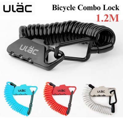 Blocare combinată pentru biciclete ULAC, cablu spiralat extins de 1,2 m, combinație de 3 cifre, resetabil, dimensiune ușoară, accesorii portabile pentru biciclete