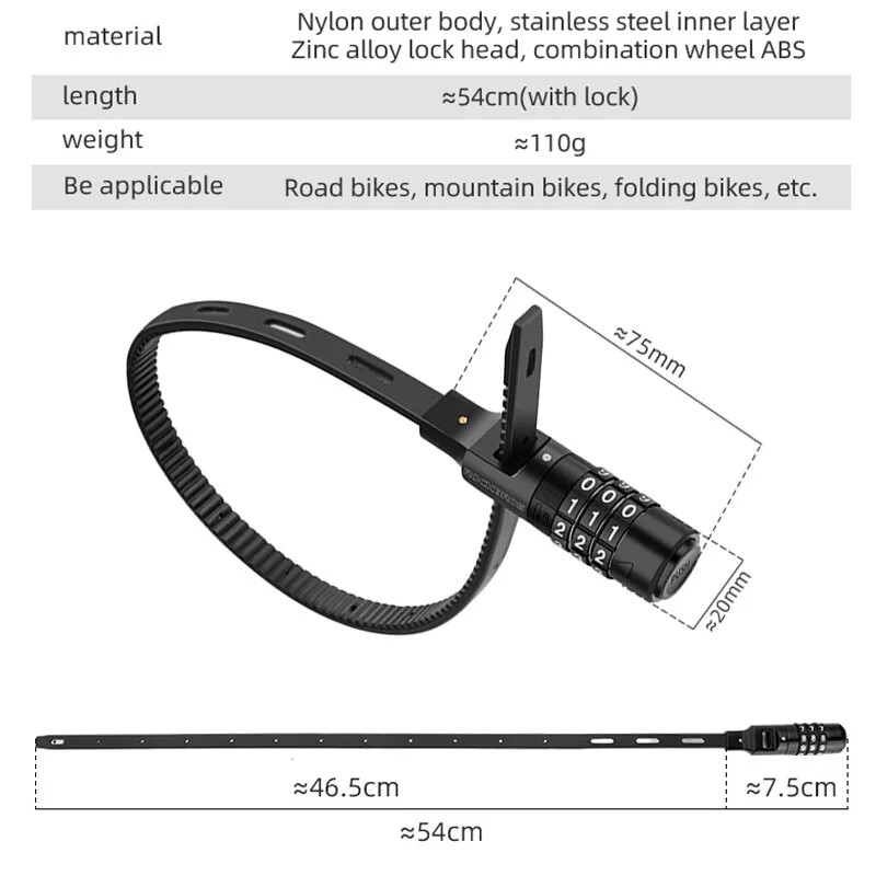 ROCKBROS 3 ciparu paroles ķiveres slēdzene Daudzfunkcionāla velosipēda elektriskā skrejriteņa motocikla pārnēsājamie pretaizdzīšanas bloķēšanas velosipēda piederumi