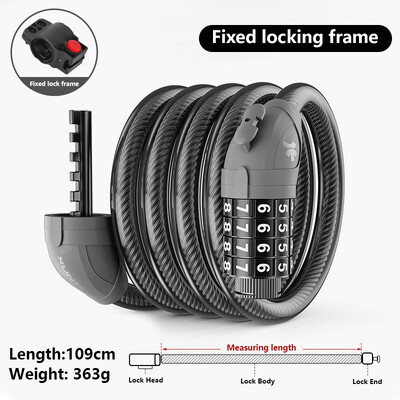 Xunting Bicycle 5ψήφιος κωδικός Cable Lock Mountain Bike Road Lock Αντικλεπτικό συνδυασμός Αριθμός Κωδικός Αξεσουάρ ποδηλάτου ασφαλείας