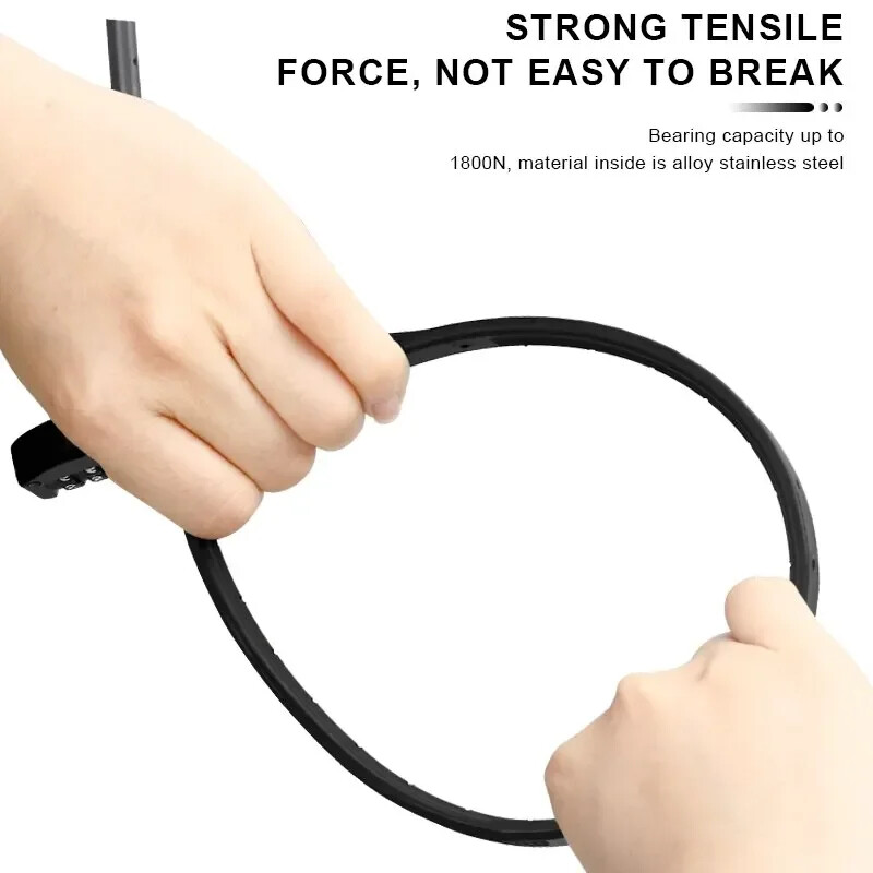 Paroles kaklasaites slēdzene Daudzfunkcionāls velosipēda elektriskais skrejritenis Motocikls Pārnēsājams pretaizdzīšanas 3 ciparu velosipēda ķiveres slēdzene, melna