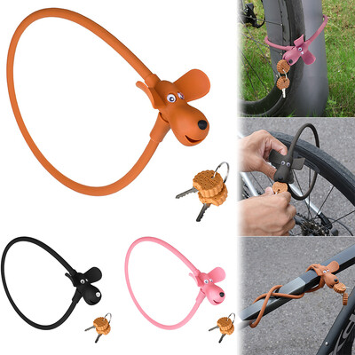 Blocare antifurt pentru biciclete pentru câini cu 2 chei pentru biciclete Încuietoare pentru biciclete acoperită cu silicon Copii creative drăguț Blocare prin cablu Accesorii pentru biciclete