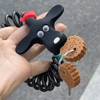 Μπισκότο Puppy Bike Lock Καλάθι Κλειδαριά αλυσίδα Κλειδαριά από καουτσούκ Αξεσουάρ Ασφαλείας ποδηλάτου Κλειδαριά ποδηλάτου Αντικλεπτική Cartoon Personality C F0I0