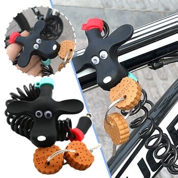 Μπισκότο Puppy Bike Lock Καλάθι Κλειδαριά αλυσίδα Κλειδαριά από καουτσούκ Αξεσουάρ Ασφαλείας ποδηλάτου Κλειδαριά ποδηλάτου Αντικλεπτική Cartoon Personality C F0I0