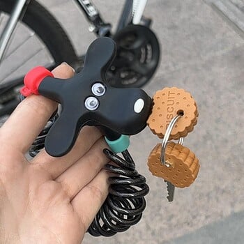 Μπισκότο Puppy Bike Lock Καλάθι Κλειδαριά αλυσίδα Κλειδαριά από καουτσούκ Αξεσουάρ Ασφαλείας ποδηλάτου Κλειδαριά ποδηλάτου Αντικλεπτική Cartoon Personality C F0I0