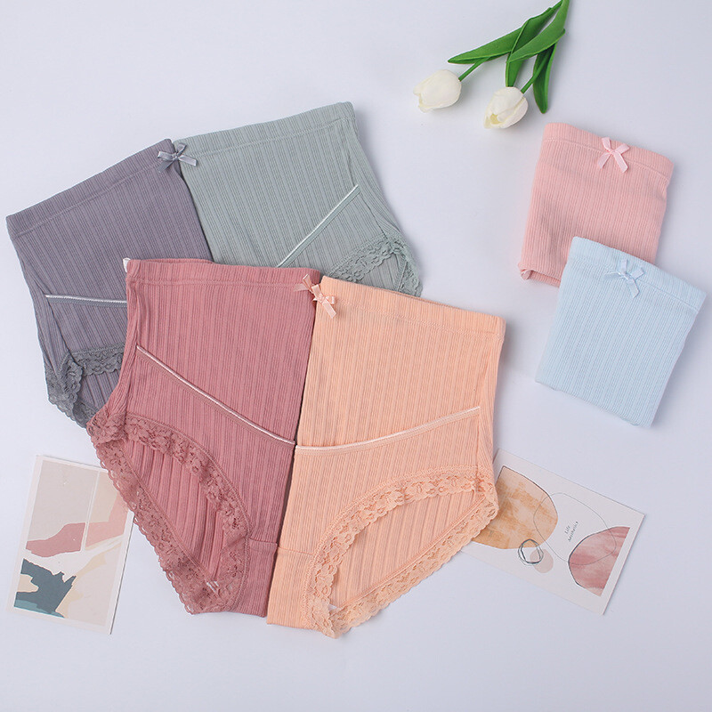 Rastezljive rebraste pamučne čipkane gaćice za trudnice velika veličina 5XL podesive trbušne gaćice Odjeća za trudnice Donje rublje za trudnice