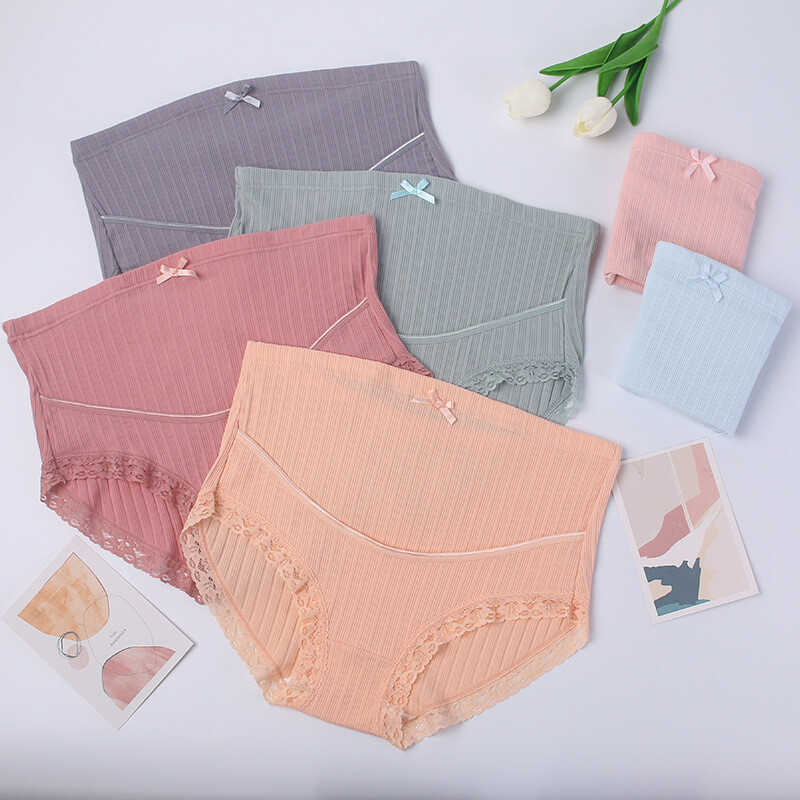 Rastezljive rebraste pamučne čipkane gaćice za trudnice velika veličina 5XL podesive trbušne gaćice Odjeća za trudnice Donje rublje za trudnice