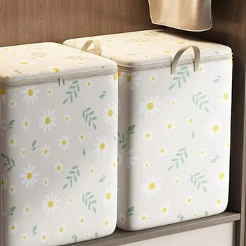 1 τεμ. Cartoon Daisy Pattern Storage Box Μεγάλης χωρητικότητας Διοργανωτής με φερμουάρ Ευέλικτο δοχείο αποθήκευσης ρούχων με προστασία από τη σκόνη