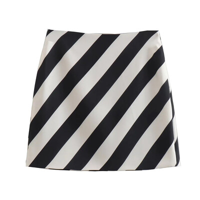 Γυναικείο Μόδα Μαύρο Λευκό Ζέβρα Ριγέ 2 τμχ Σετ 2022 Άνοιξη Chic Γυναικείες ίσιες φούστες Κοστούμια Γυναικεία κοστούμι blazer High Street