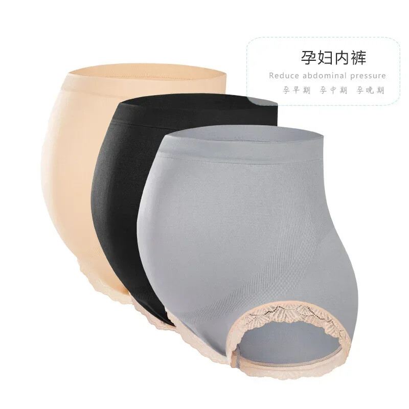 Ar augstu vidukli ar neilona biksītes grūtniecēm ar mežģīnēm elpojošiem biksēm Apģērbi grūtniecēm Grūtniecības apakšveļa vēders