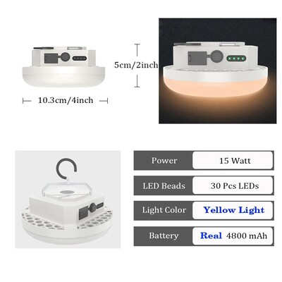 Punjiva snažna svjetiljka za kampiranje s magnetom Snažno svjetlo Prijenosne svjetiljke LED svjetla za šator Rasvjeta za popravak na poslu