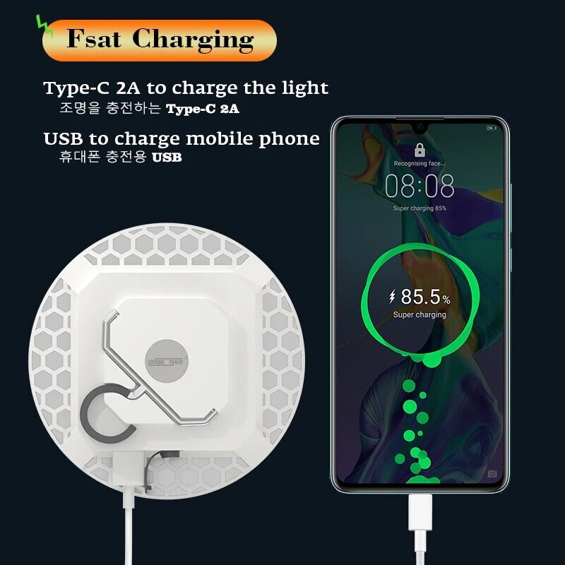 Punjiva snažna svjetiljka za kampiranje s magnetom Snažno svjetlo Prijenosne svjetiljke LED svjetla za šator Rasvjeta za popravak na poslu