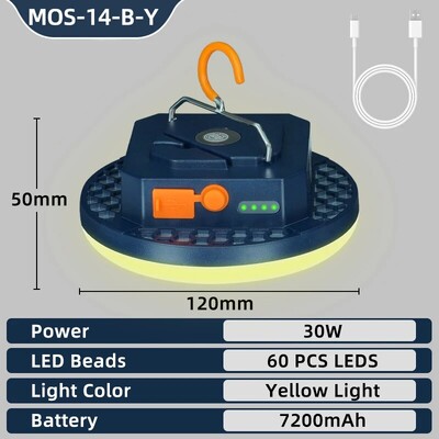 Palapinės šviesos įkraunamas žibintas, nešiojamasis avarinis naktinio turgaus apšvietimas, lauko stovyklavimo lemputės žibintuvėlis, namų avarinis šviesos diodas