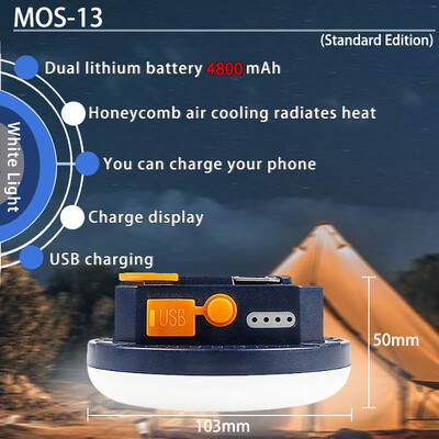 MOSLIGHTING Svjetlo za šator Punjiva svjetiljka Prijenosno noćno svjetlo za tržnicu Vanjsko kampiranje Žarulja Svjetiljka Svjetiljka Kućna LED