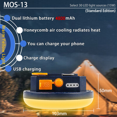 MOSLIGHTING Svjetlo za šator Punjiva svjetiljka Prijenosno noćno svjetlo za tržnicu Vanjsko kampiranje Žarulja Svjetiljka Svjetiljka Kućna LED