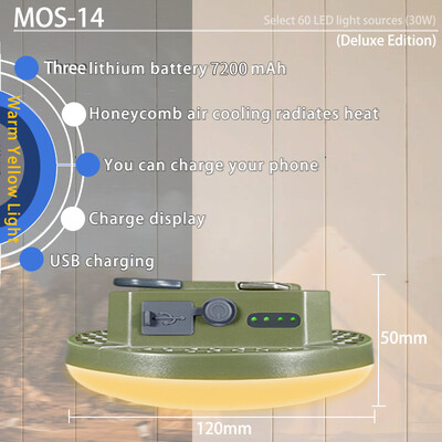 MOSLIGHTING Svjetlo za šator Punjiva svjetiljka Prijenosno noćno svjetlo za tržnicu Vanjsko kampiranje Žarulja Svjetiljka Svjetiljka Kućna LED
