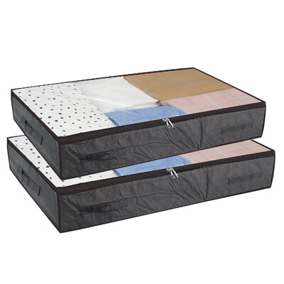 Cutii de depozitare groase, respirabile, sub pat, 2 buc. Genți pliabile sub pat, organizator cu fermoar, pungi de depozitare pentru haine sub pat