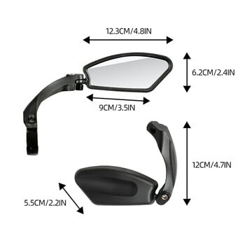 ThinkRider Bike Wide Range Reflector Back Sight Reflector Регулируем ляв скутер E Bike Mirror Велосипед Кормило Огледало за обратно виждане