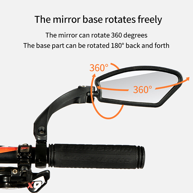 ThinkRider Bike Reflector cu gamă largă de vedere din spate Oglindă reglabilă pentru scuter stânga pentru bicicletă electrică Ghidon pentru bicicletă Oglinda retrovizoare