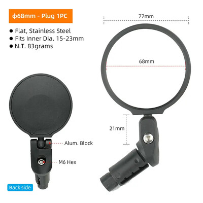 Lentila din oțel inoxidabil Oglinda retrovizoare pentru bicicletă Stânga Dreapta Rotație de 360 de grade Reflector de vedere clară Reglarea unghiului Suport din aliaj
