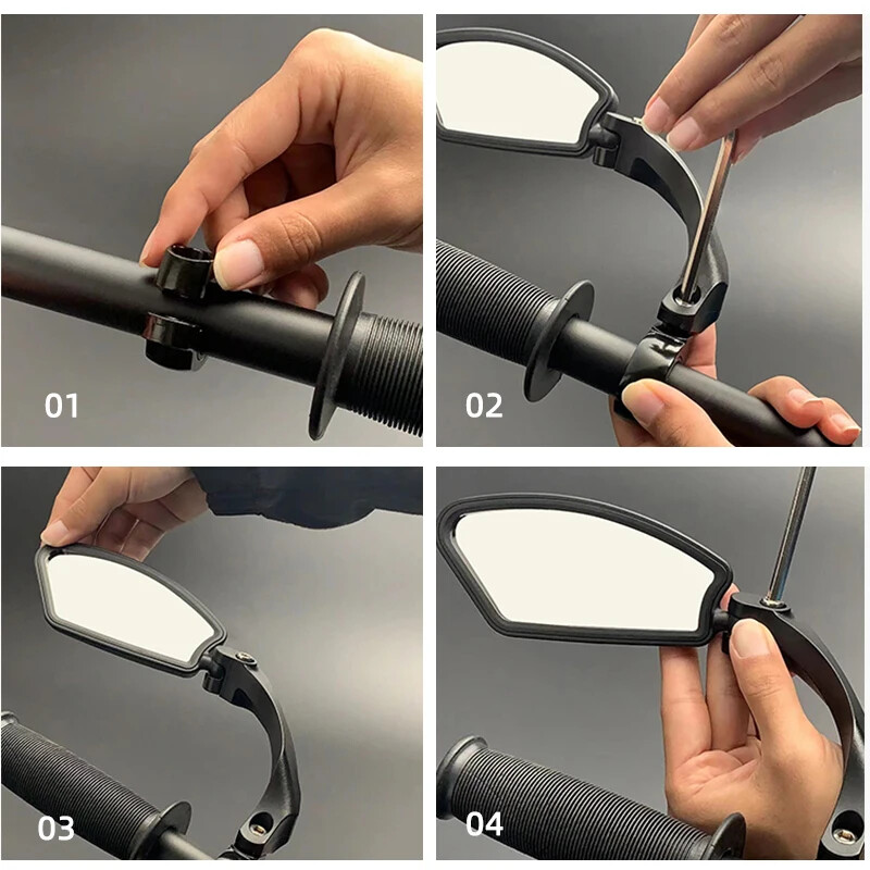 Lentila din oțel inoxidabil Oglinda retrovizoare pentru bicicletă Stânga Dreapta Rotație de 360 de grade Reflector de vedere clară Reglarea unghiului Suport din aliaj