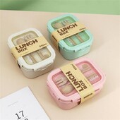 Búzaszalmából készült ebéddoboz Egészséges BPA-mentes Bento dobozok Mikrohullámú evőeszközök élelmiszertároló konténer Levespohár ebéddoboz gyerekeknek