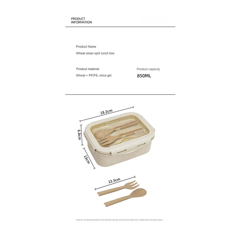 Búzaszalmából készült ebéddoboz Egészséges BPA-mentes Bento dobozok Mikrohullámú evőeszközök élelmiszertároló konténer Levespohár ebéddoboz gyerekeknek
