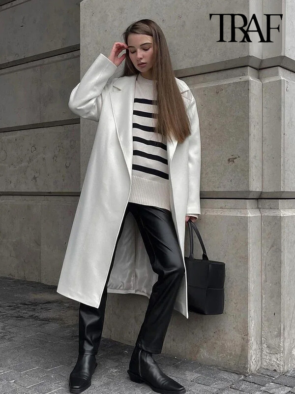 Pulovere de modă TRAF cu dungi supradimensionate, tricotate de bază, toamnă iarnă, pulovere groase, cu corp largi, pulovere, îmbrăcăminte pentru femei
