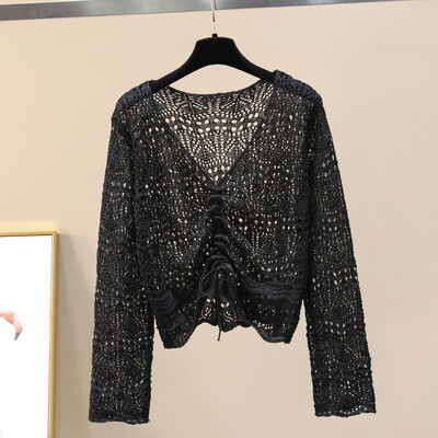 Sügistalvine V-kaelusega elegantne magus kudumine, õõnsaga ülaosaga naiste massiivne vabaaja kampsun, korea stiilis naiste sviiter 2023