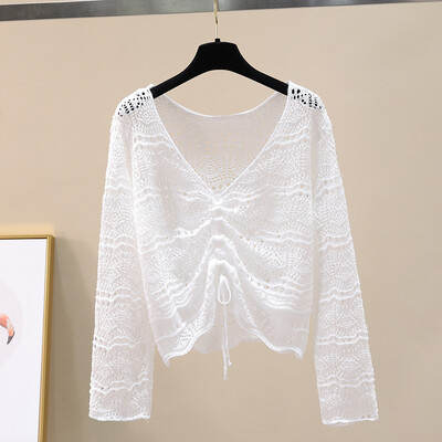 Sügistalvine V-kaelusega elegantne magus kudumine, õõnsaga ülaosaga naiste massiivne vabaaja kampsun, korea stiilis naiste sviiter 2023