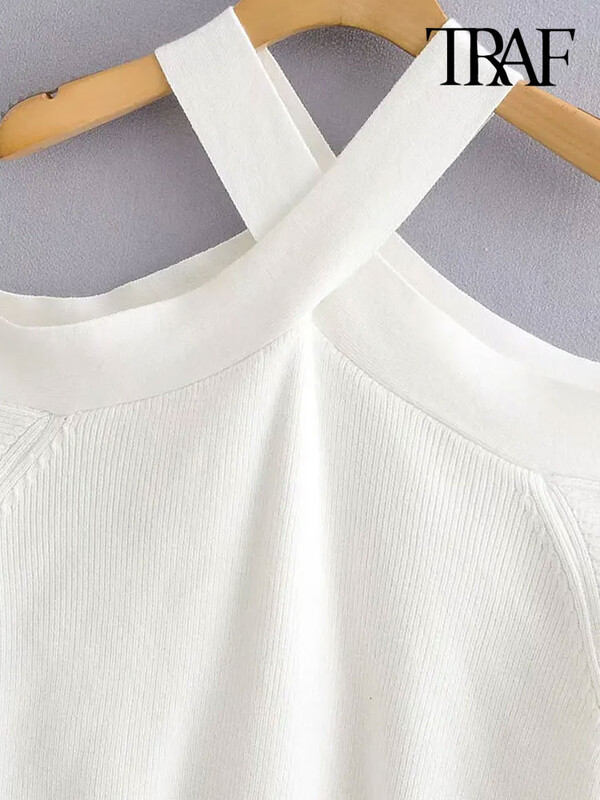 TRAF naiste mood avara kootud poolkaelusega kampsun Seksikas õlgadeta pikkade varrukatega naiste pulloverid šikkad topid