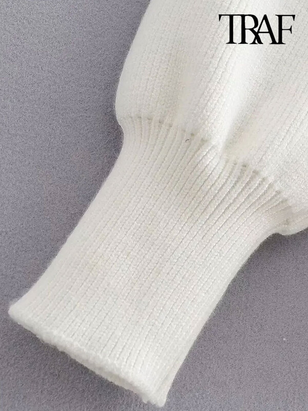 TRAF naiste mood avara kootud poolkaelusega kampsun Seksikas õlgadeta pikkade varrukatega naiste pulloverid šikkad topid