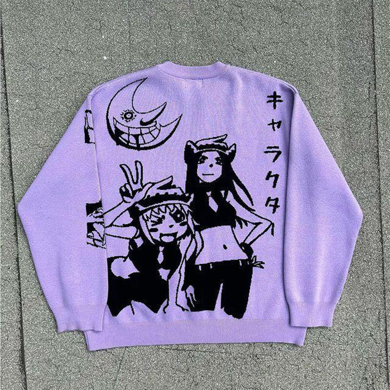 Harajuku modni muški i ženski džemper za par jeseni i zime Y2K retro 90-ih gotički pripijeni gornji dijelovi s okruglim izrezom 2023 novo