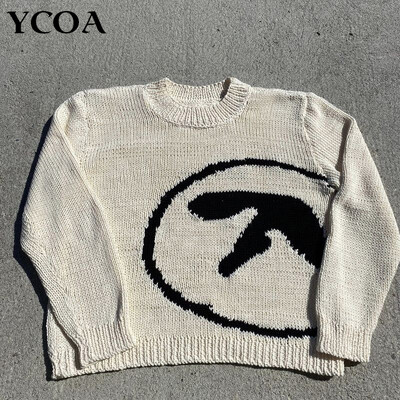 Pulover de damă Aphex Twin Knit Y2k Pulover de toamnă Topuri cu mânecă lungă Tricoturi vintage Jumper Streetwear Îmbrăcăminte coreeană pentru femei