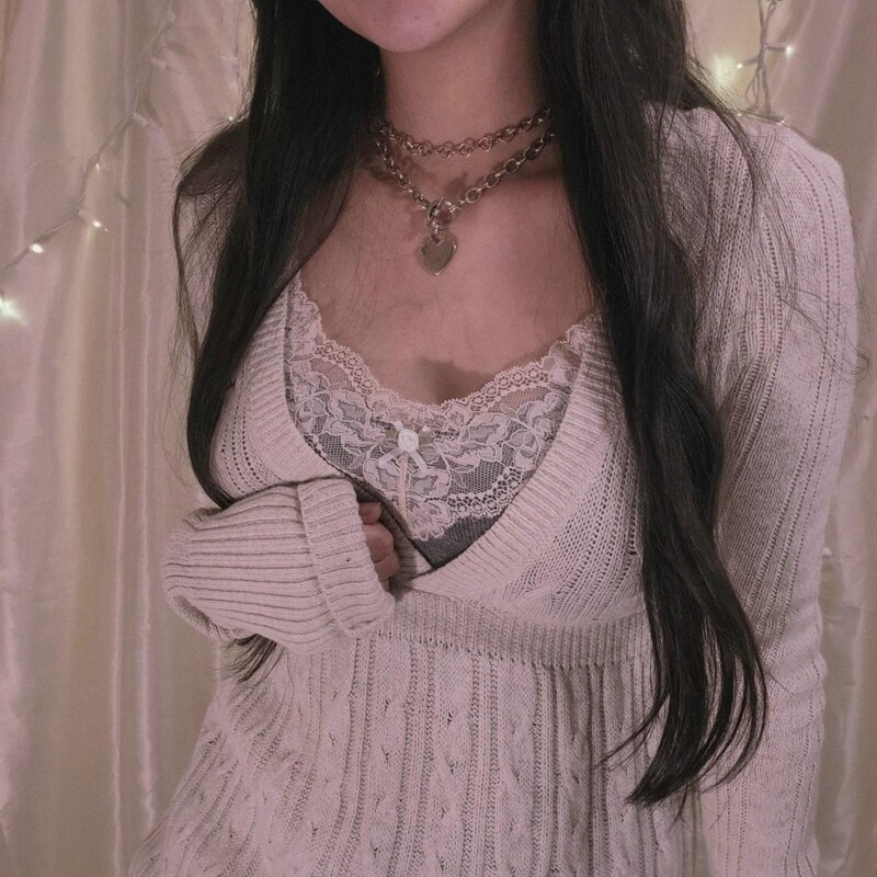 Fairycore Y2K Grunge Vintage Pulover tricotat Chic Femei Anii 90 Vintage Pulovere cu decolteu în V Estetică Retro Pulovere drăguț Tricoturi