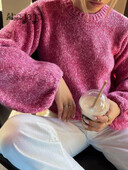 Ahagaga Fashion Sexy Pulovere pentru femei Tricotate fără spate Casual cu mânecă lungă cu gâtul O Pulovere solide Bandaj Topuri cu teacă liberă pentru femei